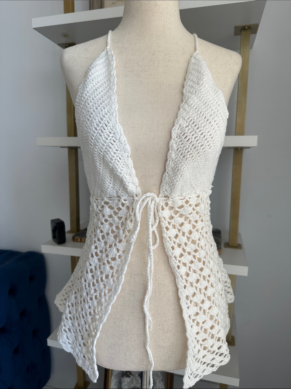 Crochet Halter Tie-Front Top